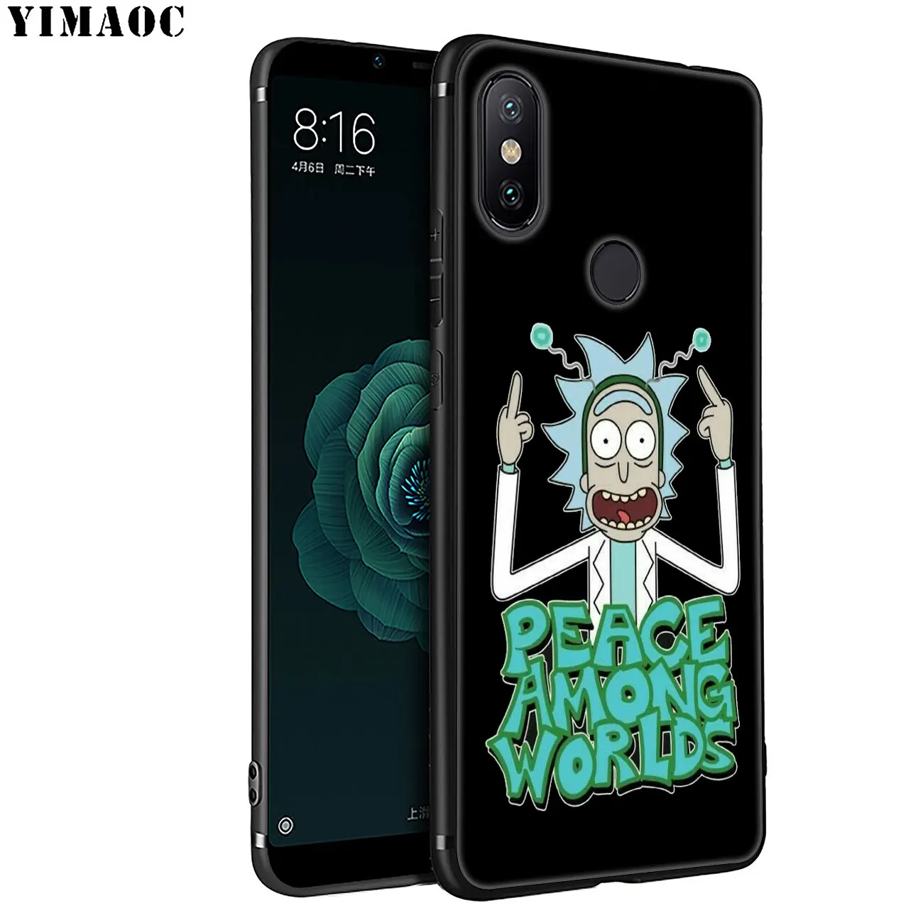 YIMAOC Rick And Morty Soft Silicone Phone Case for Xiaomi Mi 9 8 A2 Lite A1 6 pocophone f1 MAX 3 Black flower mi9 mi8 mia2 Cover