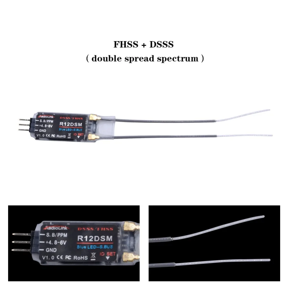 

Radiolink R12DSM 2.4G 12 Channels Receiver 12CH RX FSS+DSSS for Radiolink Transmitters AT9 AT9S AT10 AT10II R12DSM receiver