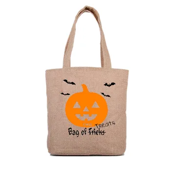 

New Arrival 4 Types Jute Material Halloween Gift Bags Creative Strong Candy Bag Halloween Decorations Events Parties Supplies