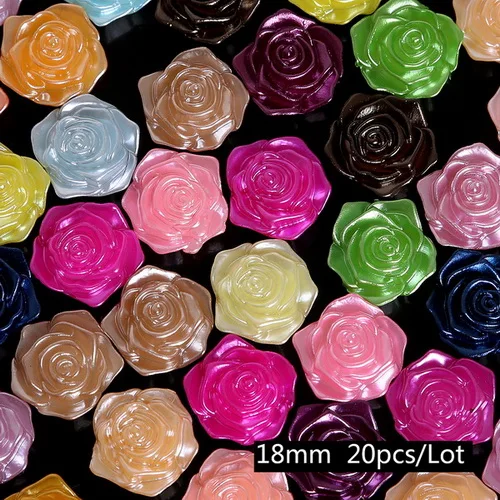20-1000 намоток Mix 37 Цвета жемчуг имитация кабошон одежды декор с изображением сердечка цветка бусины ABS принадлежности DIY Швейные аксессуары - Цвет: 18mm rose