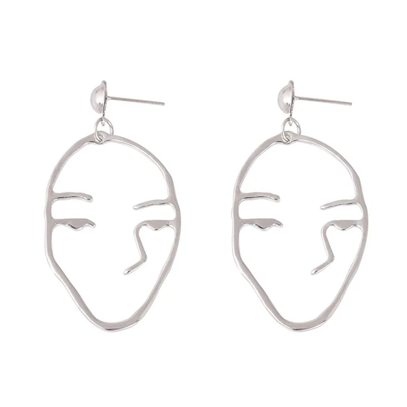 Trendy Earrings for women Dangle earrings Retro Art Abstract Cutout Face Dangle Drop Earrings Lady Hollow Jewelry Brincos Y10#N (6)