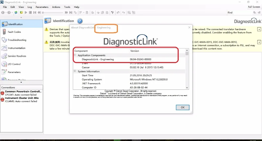 detroit diesel diagnostic link v7 and v6 combo