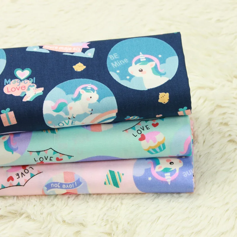 

half yard thin cotton fabric cute unicorn print handmade DIY garment dress baby cloth 100% cotton B319
