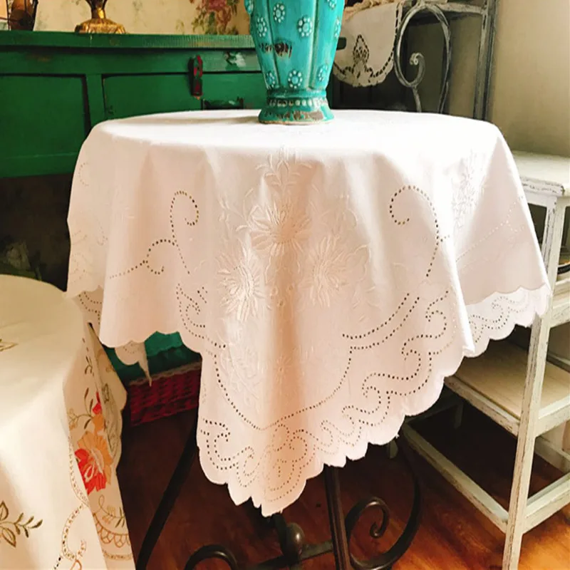cheap Free shipping European pastoral cloth embroidered polyester square tablecloth bedside cabinet TV dustproof cover napkin LQ