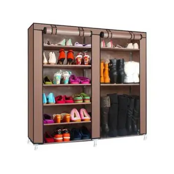 

Double row 9 grid combination shoe rack coffee E5M1