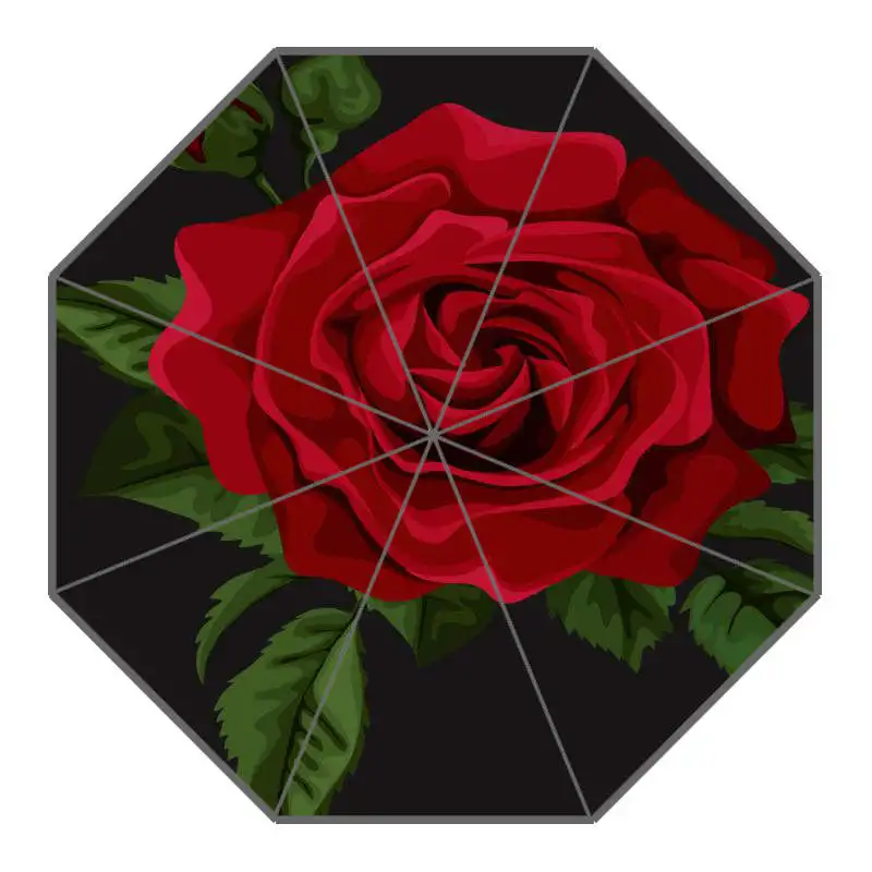 Зонт с красными розами и цветочным принтом на заказ, складной зонт от солнца, дождя, путешествий, неавтоматический декоративный зонт высокого качества - Цвет: 18