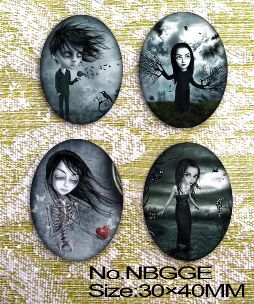 

4pcs Huge Weird Oval Glass 40x30mm Cabochon NBGGE