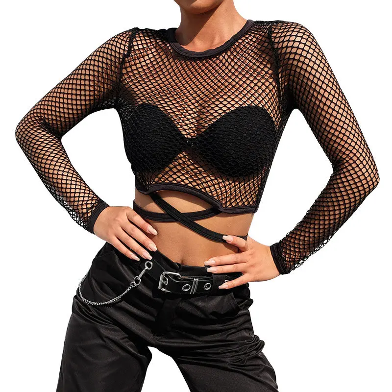 Fishnet blouse black hotsell