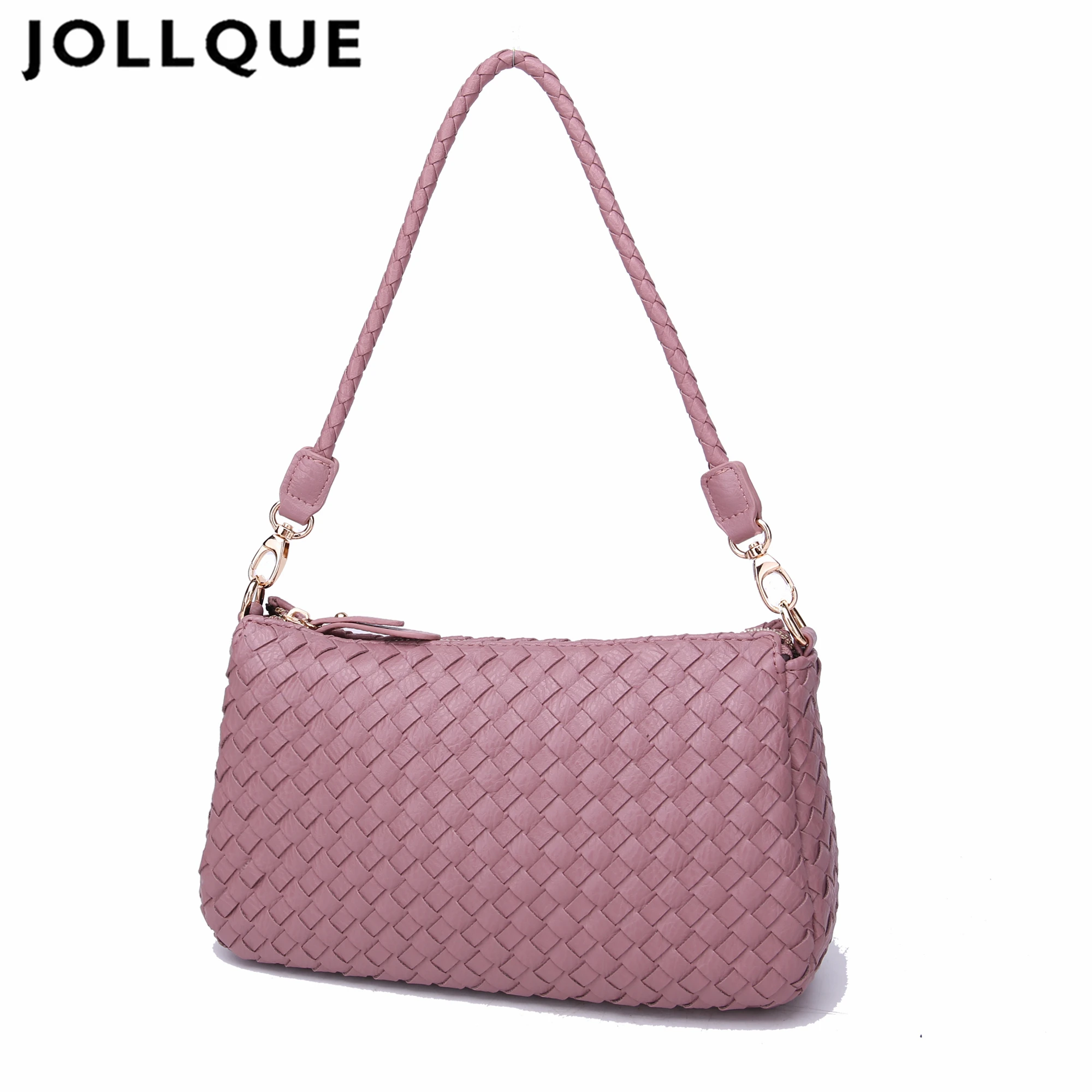 

Jollque Knit Leather Shoulder Bag for Womens Crossbody Bags Casual Women Handbags Female Bags Brand Black Clutch Tote Purse