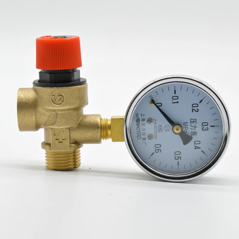 Brass Boiler Valve 1 Inch DN25 Exhaust Safety Pressure Relief Valve and Pressure Gauge Boiler Safety Components DORATA