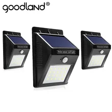 Goodland светодиодный светильник на солнечной батарее, водонепроницаемый светильник на солнечной батарее, настенный светильник с датчиком движения, светодиодный светильник на солнечной батарее, Ночной светильник для сада
