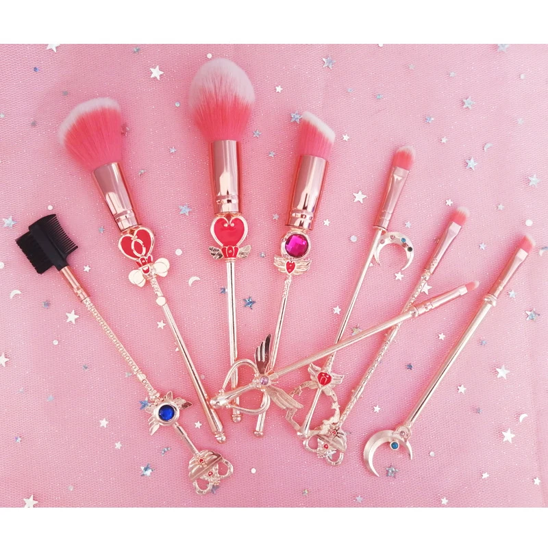 

Anime Sailor Moon Cosplay prop makeup Wand Foundation Brush Concealer brush Lip brush Eyelash and brow comb Cardcaptor Sakura