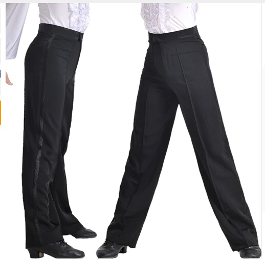 Черные атласные брюки для латинских танцев для мальчиков или мужчин