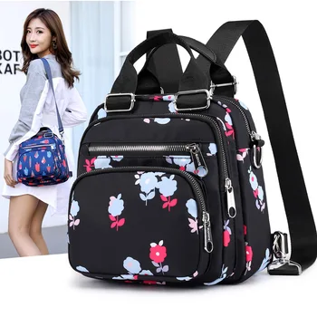 

S-7039 New Fashion Backpacks Women Three Waterproof Nylon Cloth Single Shoulder Bag Female Small Backpack