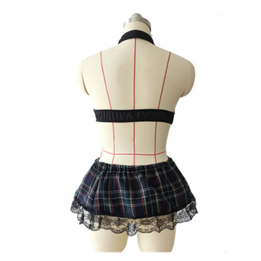 US $7.38 |Abbille Plus Size Mini Skirt Women Sexy Lingerie Set Schoolgirl  Lace Plaid Student Uniform Role Play Costume Outfit Porn Clothes-in Sexy ...
