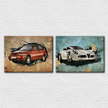 

Handmade designs modern car pictures fine canvas art decor set picture printed 2pcs for modern living room wall decor art