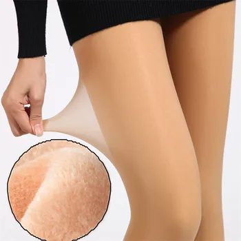 

VISNXGI Winter Warm Pantyhose Tights High Elastic Waist Velvet Legins Thick Tights Female Plus Size Collant Stretchy Pantyhose