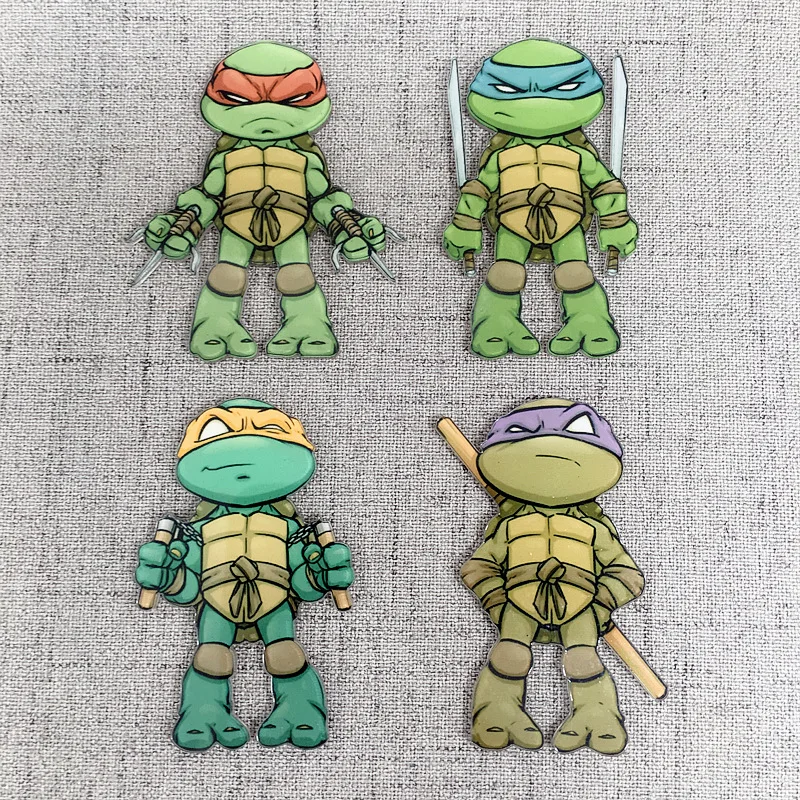 

4pcs/lot The sewer Turtles Anime action figure fridge magnets prefect quality figurine Donatello Michelangelo Toys for children