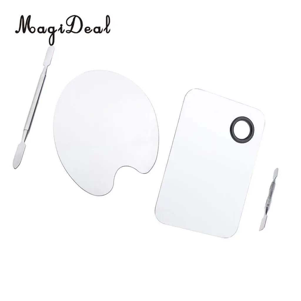 4pcs Stainless Steel Nail Art Face Makeup Foundation Mixing Palette+Spatula