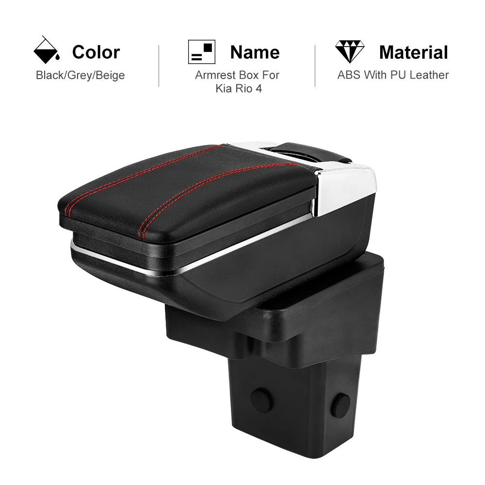 

Armrest Box For Hyundai Solaris 2010-2016 PU Leather ABS Central Container Storage Box Car Styling Accessories