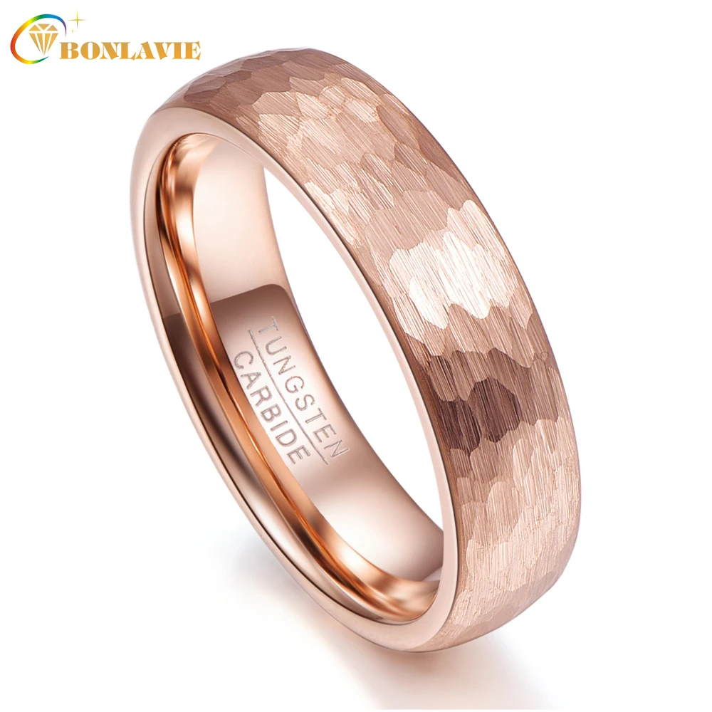 

Anniversary Rose Gold Geometric Figure 6mm Width Men Rings Tungsten Carbide Anillos para hombres Fashion Jewelry