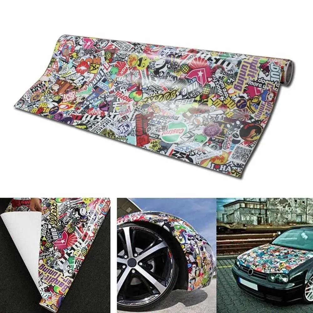 

Panda Cartoon Graffiti Car Sticker Bomb Wrap Sheet Decal Sticker New