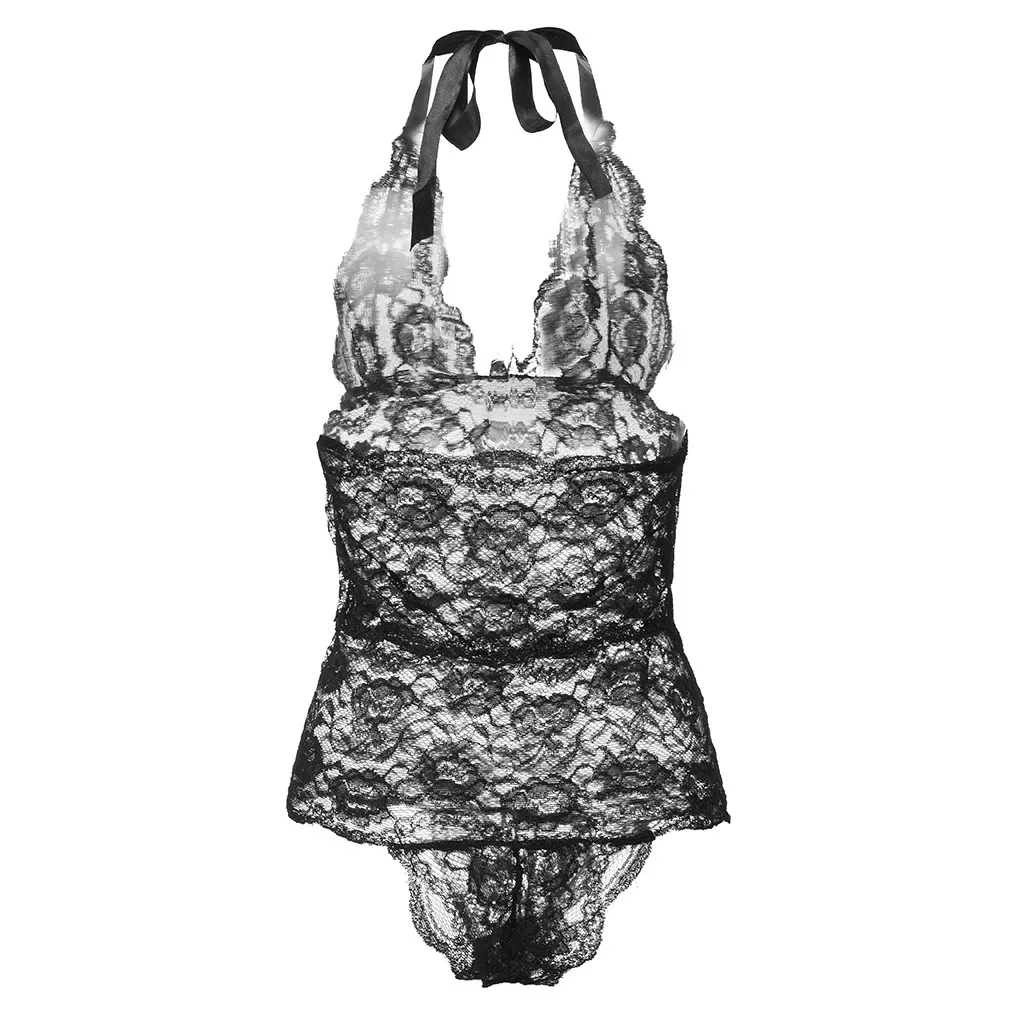 Womali полиэстер материал нижнее белье открытая спина Scalloped Sheer Teddy кружевной дизайн