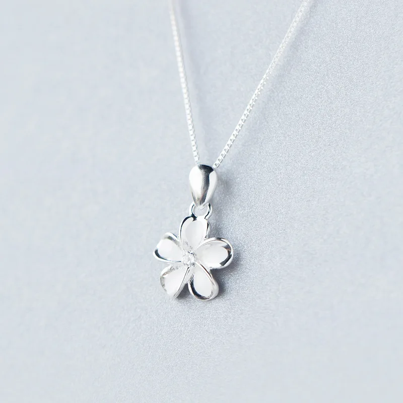 Реальный. 925 пробы Серебряный цветок из белой эмали Plumeria Гавайская подвеска Hibiscus