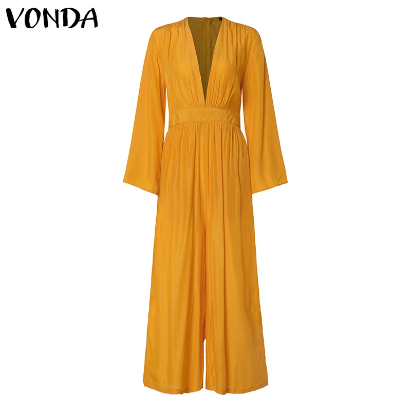 VONDA 2021 женские комбинезон 3/4 рукавом V образным вырезом повседневные комбинезоны