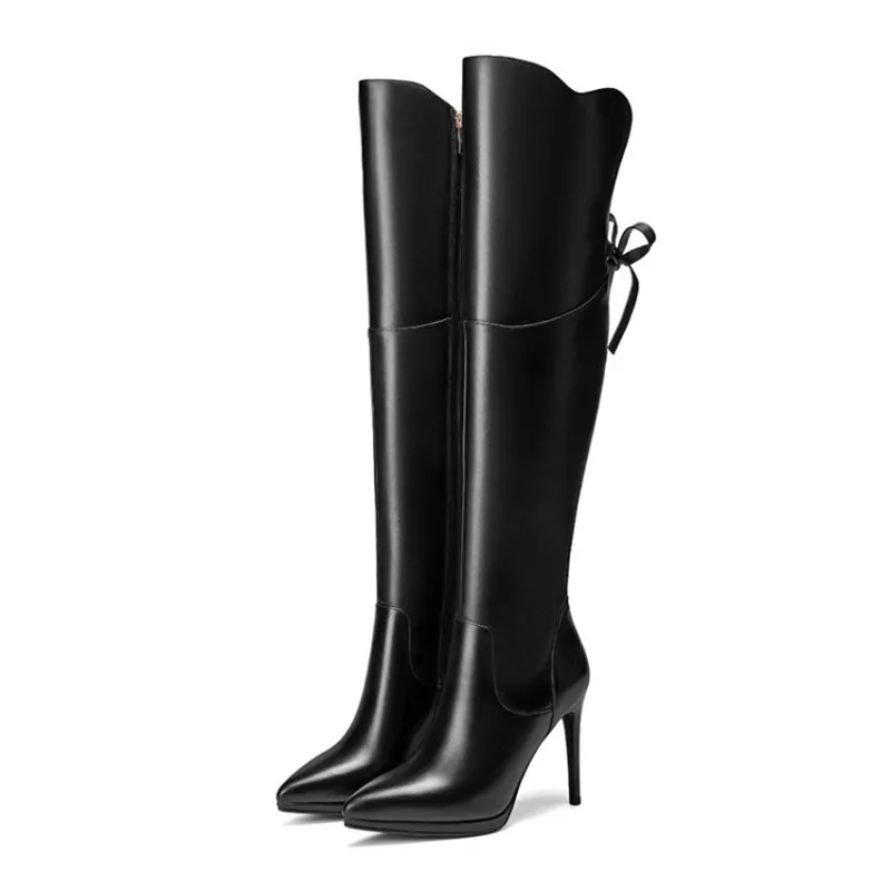 

2019 autumn and winter new pointed stiletto high heel Martin bootling high tube female boots black ljj 0406
