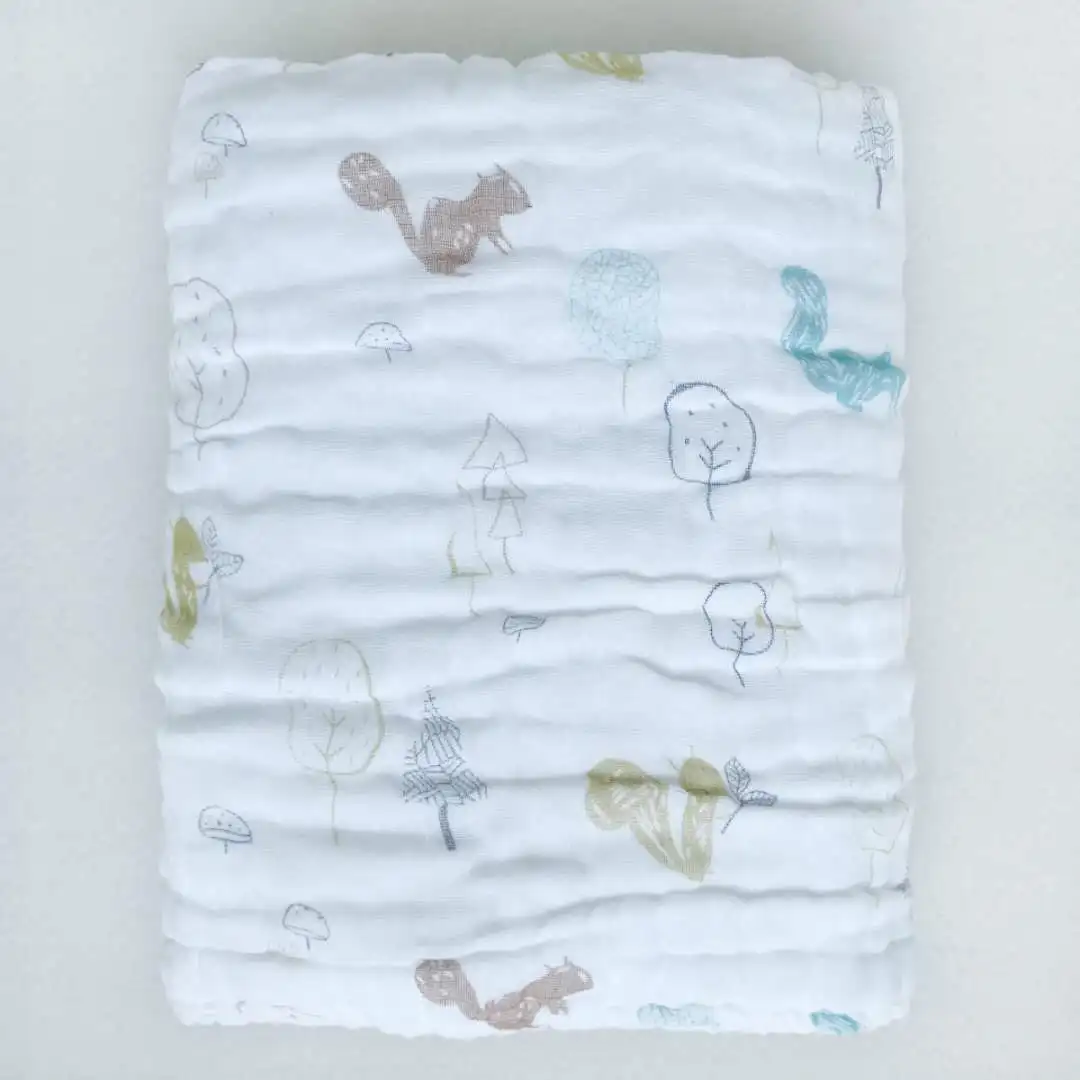 Детское полотенце хлопок мультфильм муслин Марля квадраты ткань младенческой пеленать банные одеяла вещи для новорожденных дети мыть пляж 6 слоев большой - Цвет: Squirrel