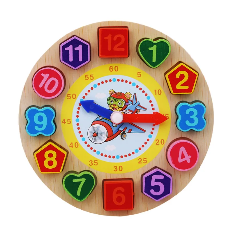Деревянная головоломка для детей, игрушки, когнитивные цифровые часы, цифровые деревянные часы, пазлы, игрушки, Мультяшные резьбонарезные сборочные игрушки - Цвет: little tiger