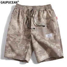 Хлопок камуфляж до колена эластичное талии строка военные мужские короткие штаны карман уличная мужской моды Для мужчин шорты