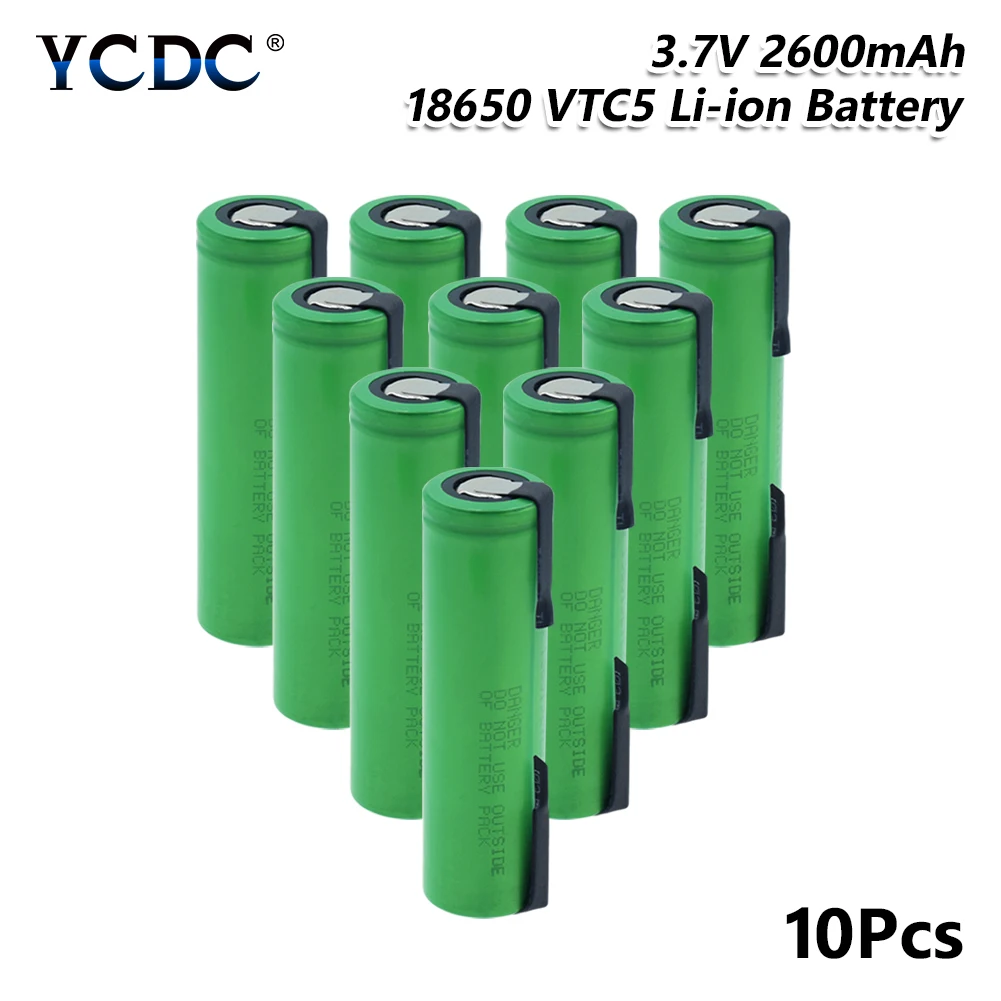 Высокая Слива 30A US18650VTC5 18650 Батарея 3,7 в 2600 мАч литий-ионный аккумулятор электронная сигарета батареи + DIY никелевые листы для факела Vape