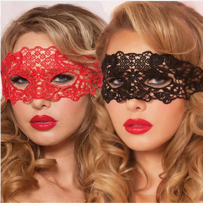 Sexy Babydoll Porn Lingerie Sexy Black/White/Red Hollow Lace Mask Erotic Costumes Women Sexy Lingerie Hot Cosplay Party Masks