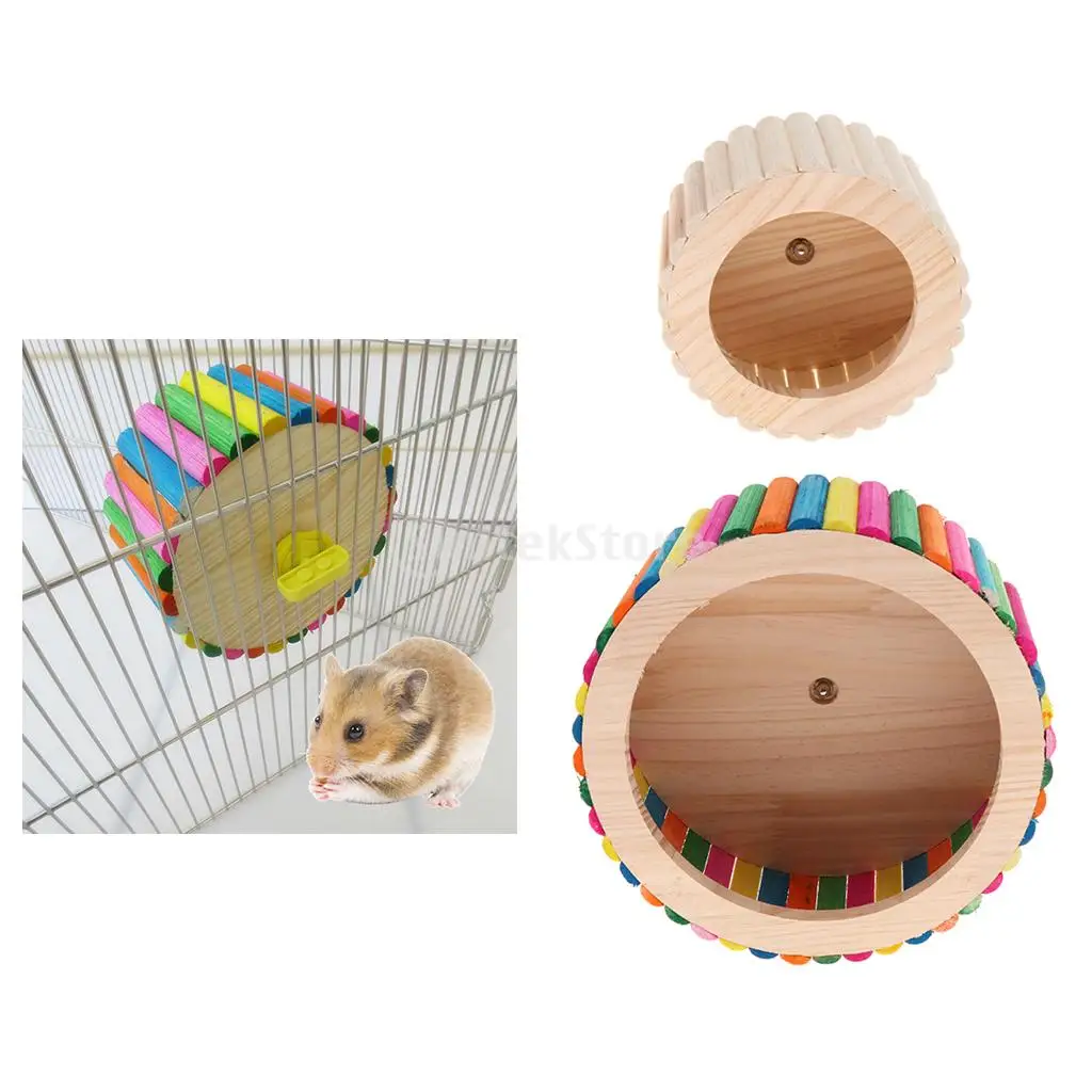 

Quiet Hamster Exercise Running Wheel Wooden Mute Wheel Silent Spinner Play Toy