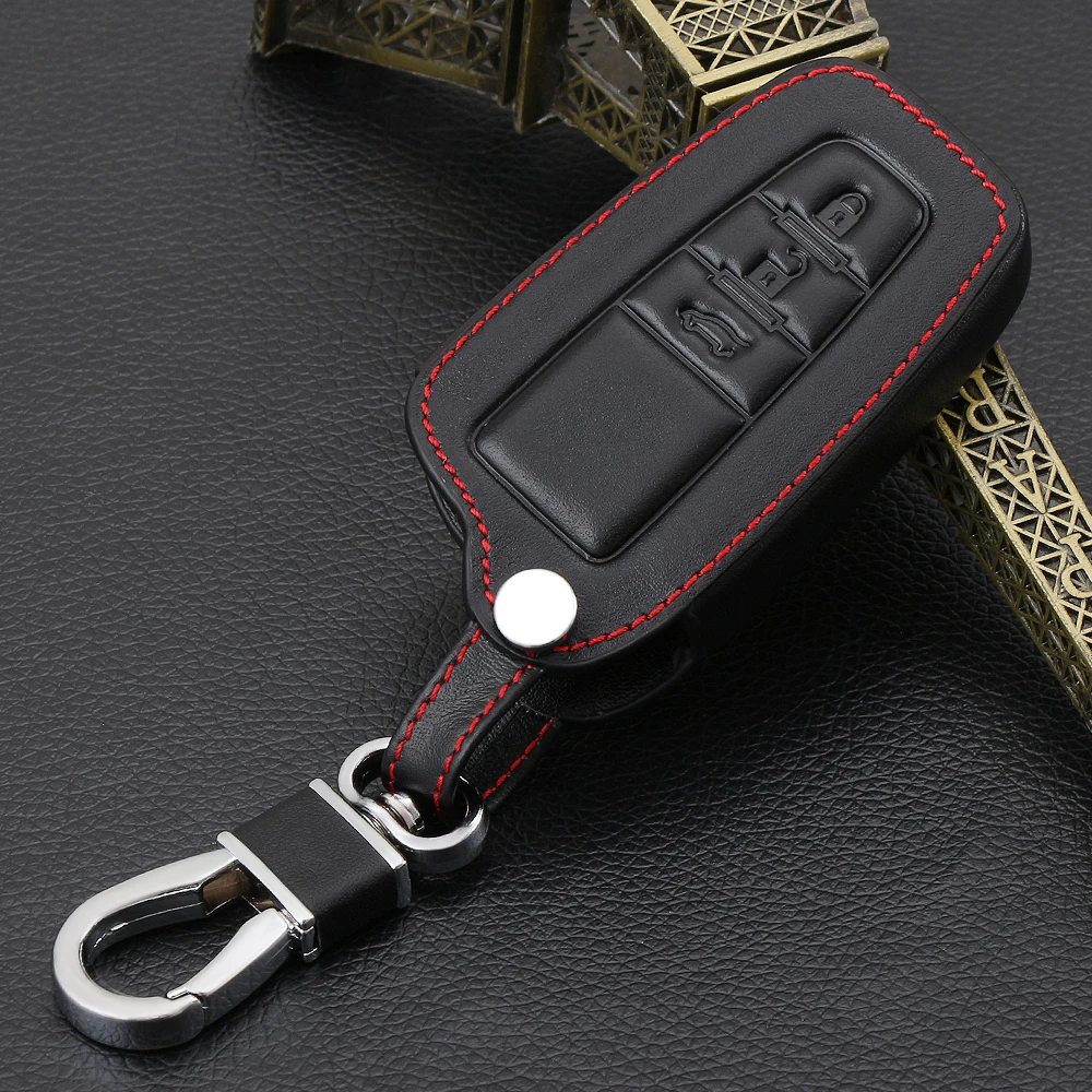 

VCiiC Leather Remote Car Keychain Key Cover Case For Toyota Camry CHR Prius Corolla RAV4 Prado 2017 2018 Remote 3 button keyless