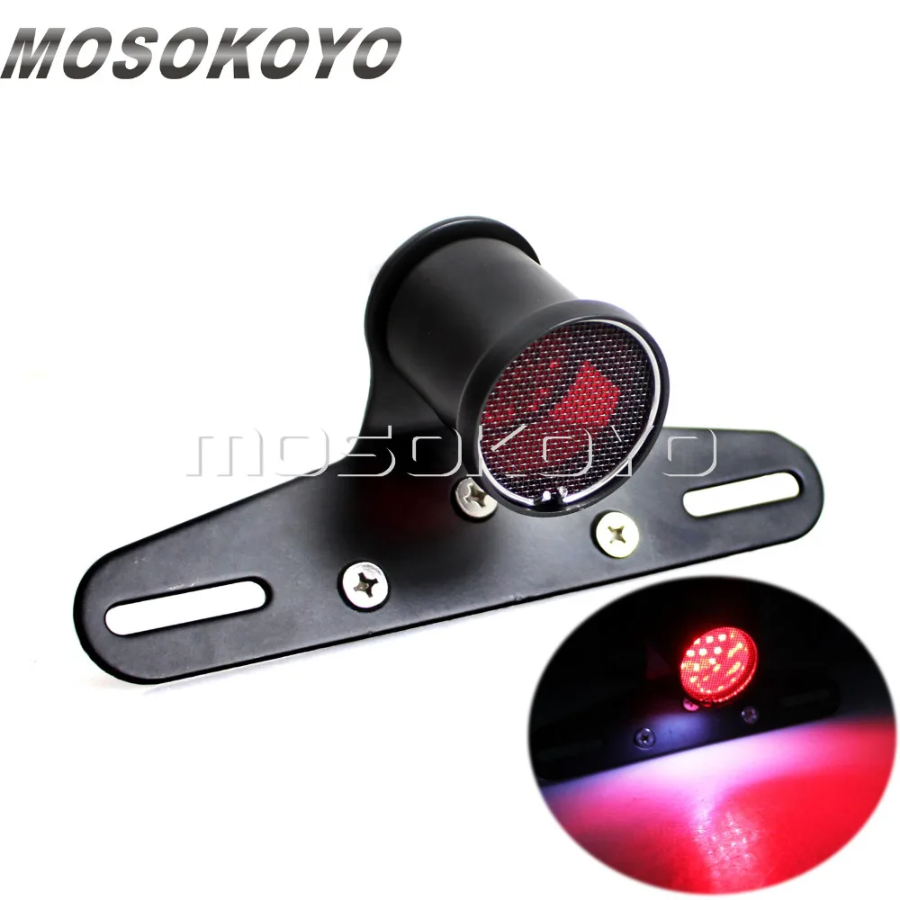 

Retro Mesh Grill Motorcycle LED Red Taillight Brake Light License Plate Lamp Bracket for Cafe Racer Scrambler Bobber Chopper