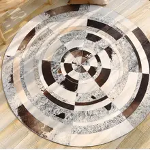 Ins, европейский стиль, коричневый, для спальни, гостиной, круговой ковер, на заказ, дизайнерский, мягкий, сшитый вручную, из воловьей кожи, пэчворк, кожаный ковер