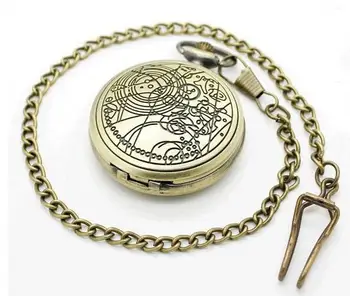 

1 pcs Vintage bronze silver Doctor Who pocket watch chian Pendant Women Men's Gifts