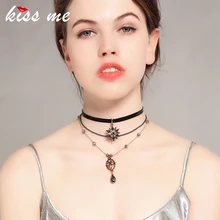 KISS ME, ожерелье-чокер с кристаллами и звездами, имитация кожи, многослойное модное ожерелье s для женщин, брендовые ювелирные изделия