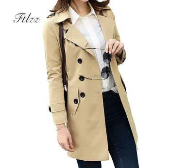 

Women Plus Size 5xl Windbreaker Spring Autumn Female Trench Coat 2018 New Medium Long Turn Down Collar Female Overcoat Casacos