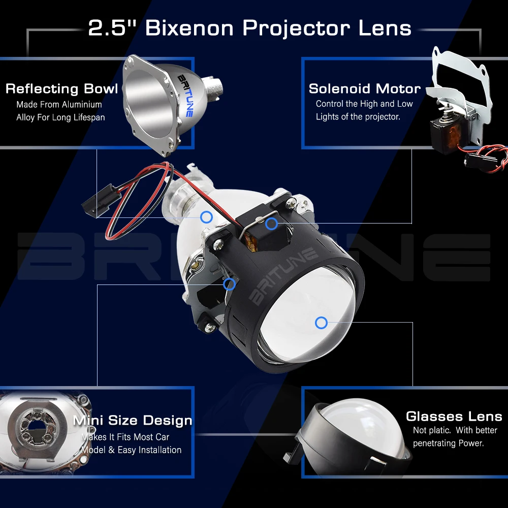 Линзы фар Bi-xenon HID объектив проектора 2,5 Двойные квадратные глаза ангела CCFL DRL для H7 H4 автомобильные аксессуары модифицированное использование H1 Xenon