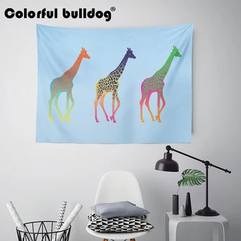 

Giraffe Elephant Bear Tapestry Deer Fox Panda Blue Wall Hanging Pink Red Rabbit Flower 3D Room Decor Bedspreads Rectangle Woven