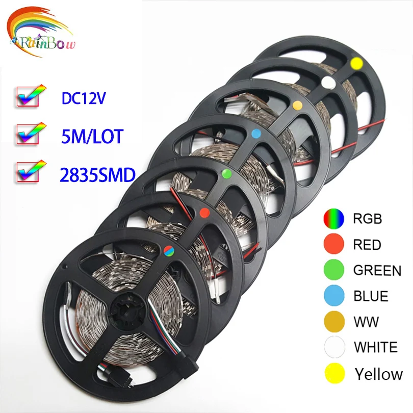 Неводонепроницаемый RGB 5 м 300 светодиодов 2835 60led/M гибкая светодиодная лента