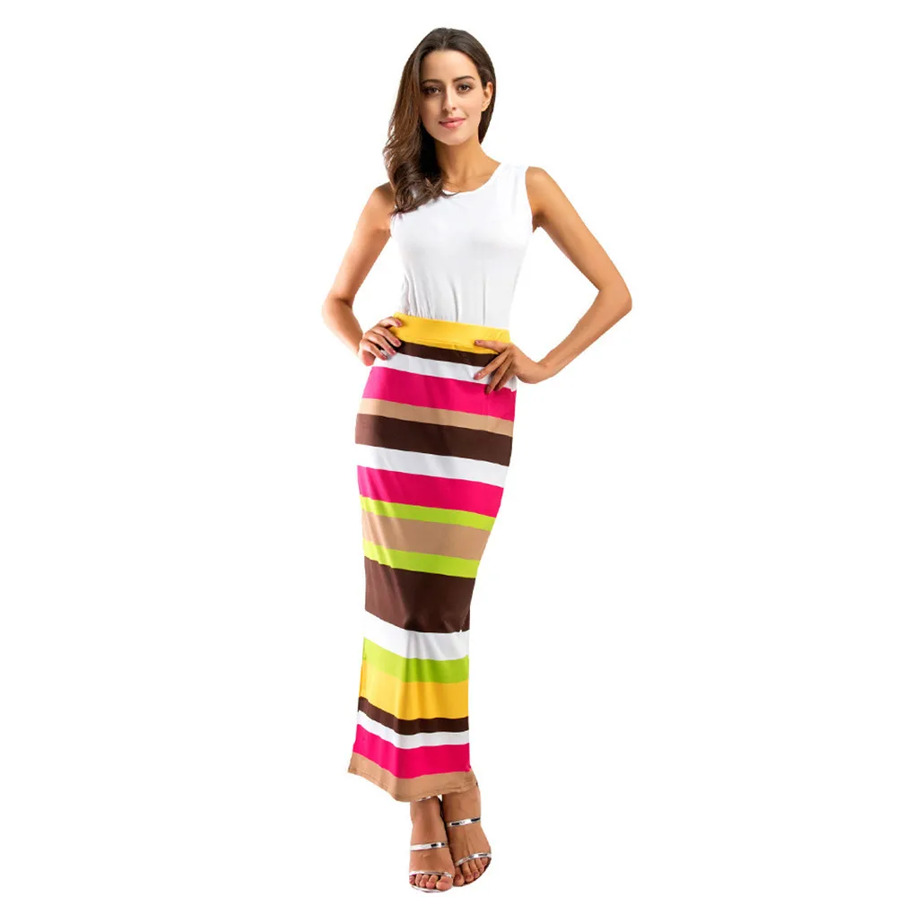 Two piece Beach Dress Women Summer Style Beach Boho Maxi Dress 2017 High Quality Brand Striped Print Long Dresses Feminine (3)