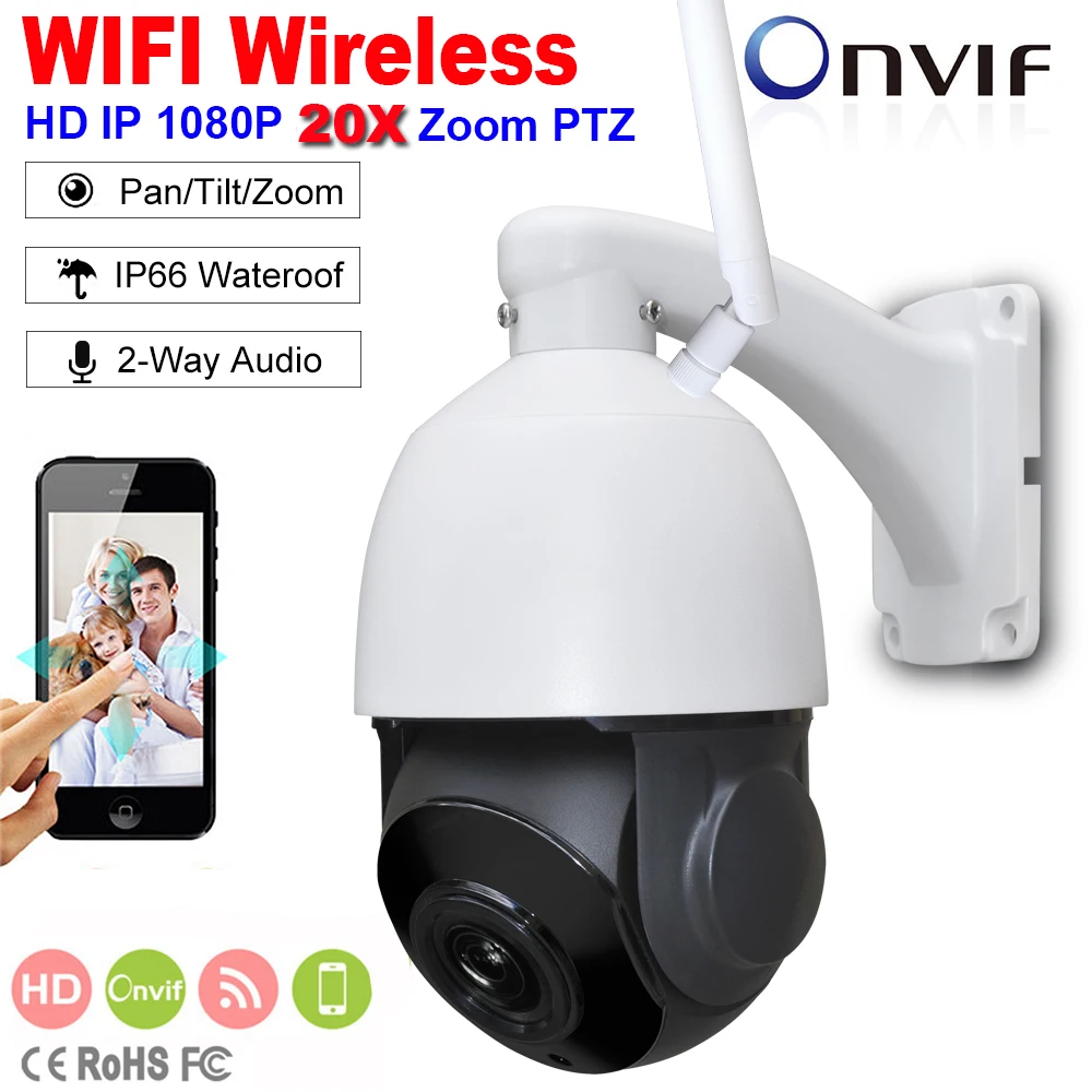 

Security 4" MINI FULL HD 1080P Wireless WIFI High Speed IP PTZ Camera 2-Way Audio 2MP 20X Optical ZOOM P2P Mobile View SD Slot