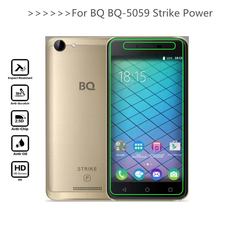 

Tempered Glass For BQ BQ-5059 Stirke Power Screen Protector 9H 2.5D Phone Protection Film Protective Glass For BQ 5059
