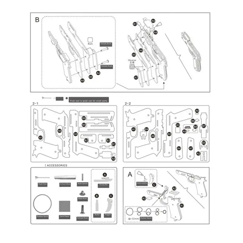 Пустынный Орел пистолет с резиновой лентой деревянный пазл DIY 3D модель пистолет Строительный набор с цветными коробками детские игрушки