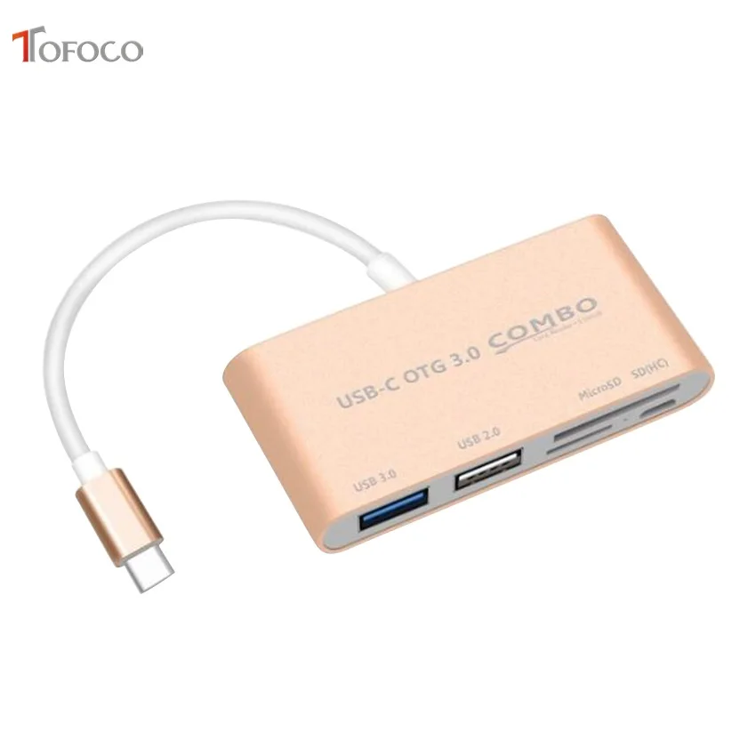 TOFOCO USB 3,1 type C-USB 3,0 концентратор SD TF устройство для чтения карт памяти OTG адаптер usb type C-USB 3,0 концентратор для Xiaomi Tablet - Цвет: gold